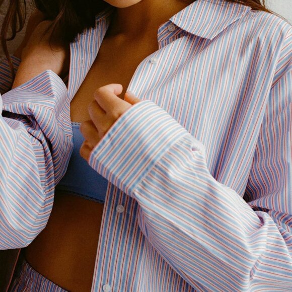 Kit Undergarments: French Stripe Sleep Shirt & Boxer Shorts Set - Picture 5 of 7